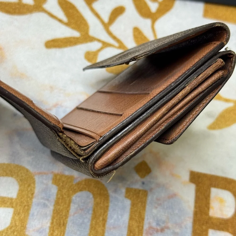 Louis Vuitton Brown Monogram Wallet with Gold Button